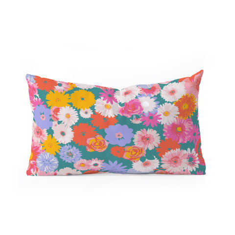 Emanuela Carratoni Pop Floral Mix Oblong Throw Pillow