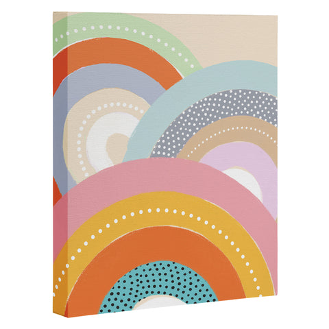 Emanuela Carratoni Rainbows and Polka Dots Art Canvas