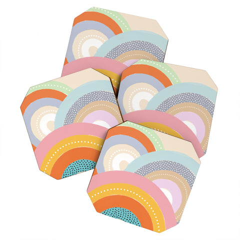 Emanuela Carratoni Rainbows and Polka Dots Coaster Set