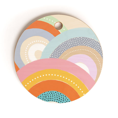 Emanuela Carratoni Rainbows and Polka Dots Cutting Board Round