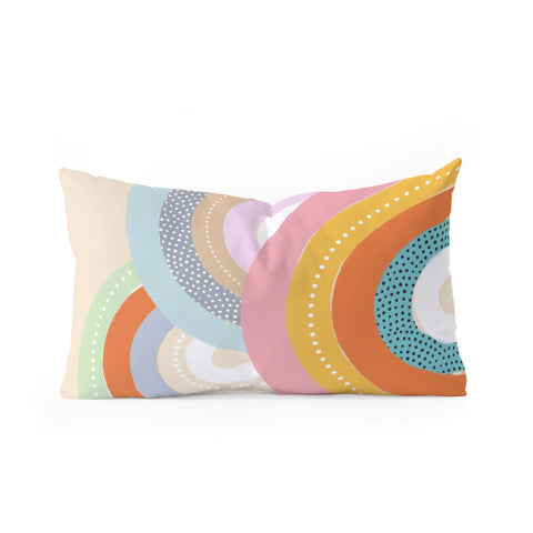 Emanuela Carratoni Rainbows and Polka Dots Oblong Throw Pillow