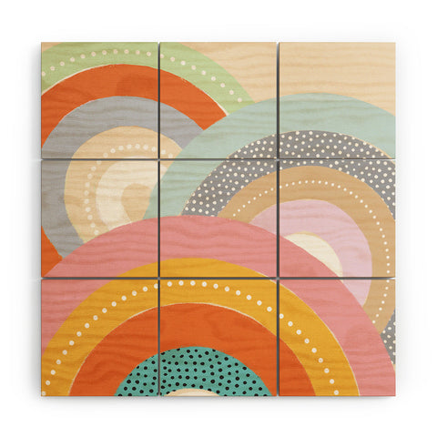 Emanuela Carratoni Rainbows and Polka Dots Wood Wall Mural