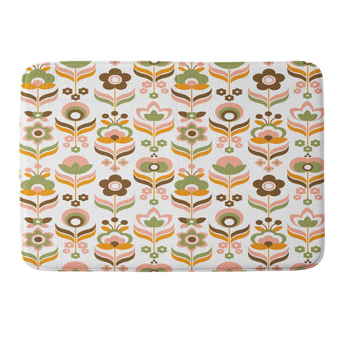 Emanuela Carratoni Retro Flowers Mix Memory Foam Bath Mat