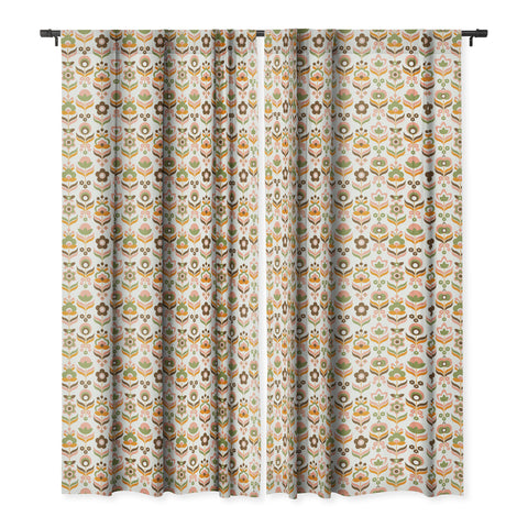 Emanuela Carratoni Retro Flowers Mix Blackout Window Curtain