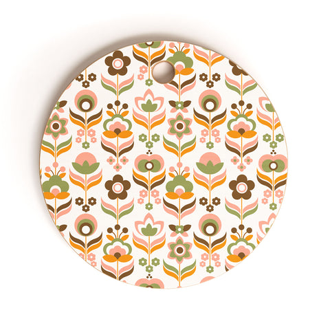 Emanuela Carratoni Retro Flowers Mix Cutting Board Round
