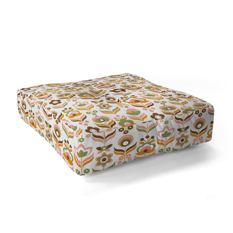 Emanuela Carratoni Retro Flowers Mix Floor Pillow Square