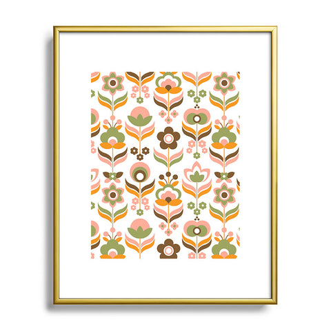 Emanuela Carratoni Retro Flowers Mix Metal Framed Art Print