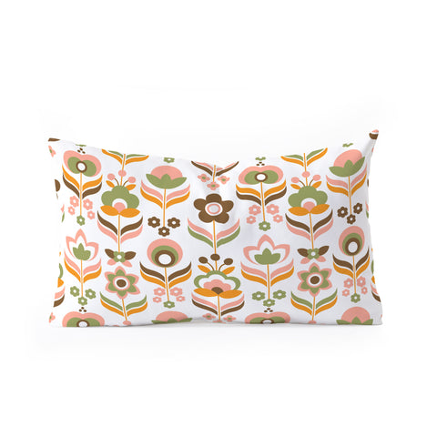 Emanuela Carratoni Retro Flowers Mix Oblong Throw Pillow