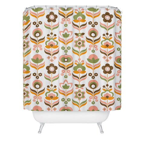 Emanuela Carratoni Retro Flowers Mix Shower Curtain