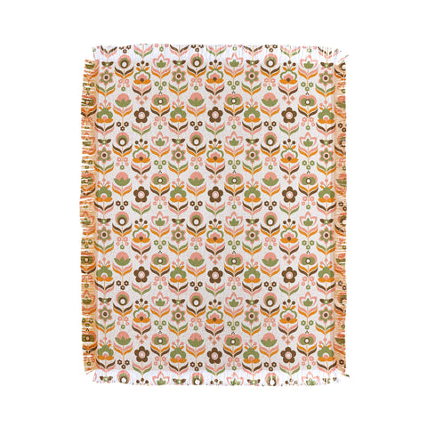 Emanuela Carratoni Retro Flowers Mix Throw Blanket