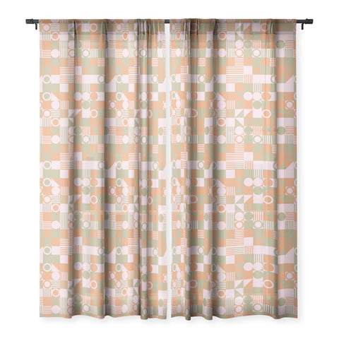 Emanuela Carratoni Retro Geometry Sheer Window Curtain