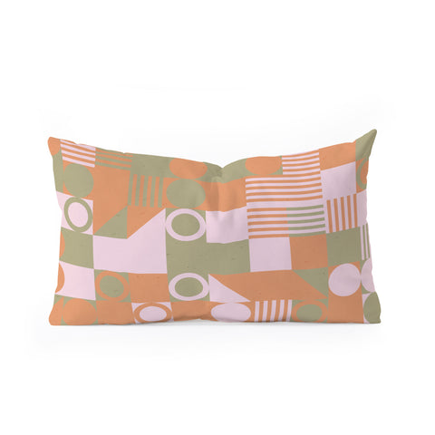 Emanuela Carratoni Retro Geometry Oblong Throw Pillow