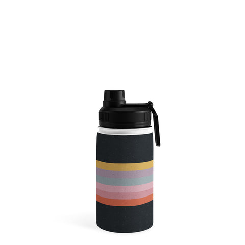 Emanuela Carratoni Retro Rainbow on Black Water Bottle