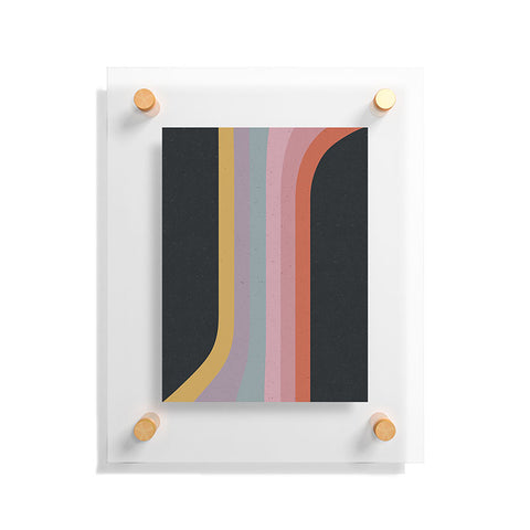 Emanuela Carratoni Retro Rainbow on Black Floating Acrylic Print