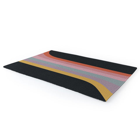 Emanuela Carratoni Retro Rainbow on Black Area Rug