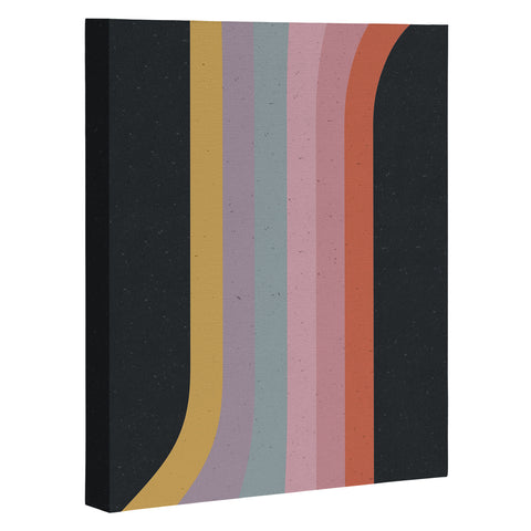 Emanuela Carratoni Retro Rainbow on Black Art Canvas