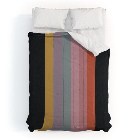 Emanuela Carratoni Retro Rainbow on Black Comforter