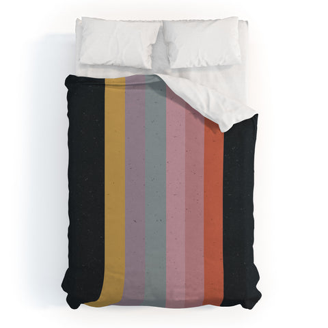 Emanuela Carratoni Retro Rainbow on Black Duvet Cover