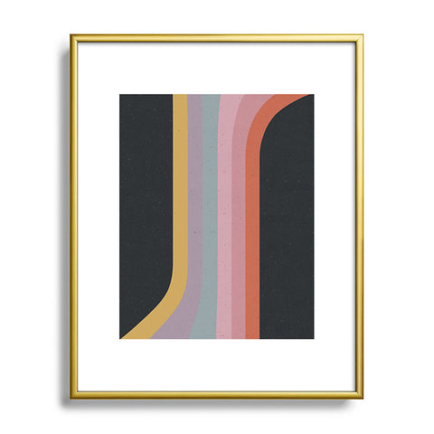 Emanuela Carratoni Retro Rainbow on Black Metal Framed Art Print