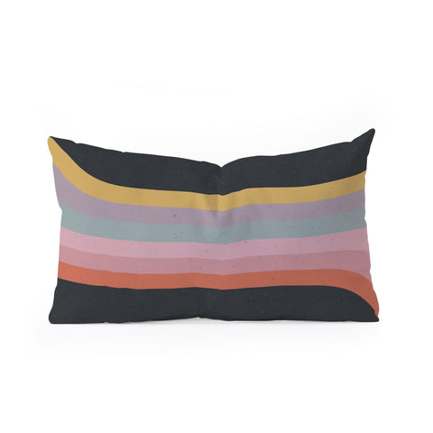 Emanuela Carratoni Retro Rainbow on Black Oblong Throw Pillow