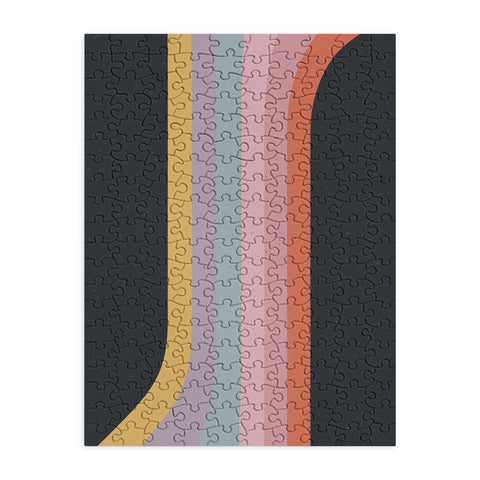 Emanuela Carratoni Retro Rainbow on Black Puzzle