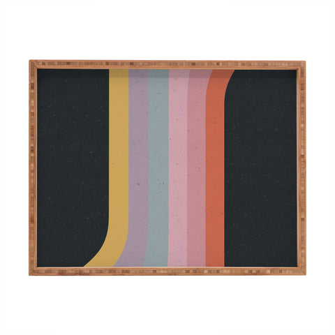 Emanuela Carratoni Retro Rainbow on Black Rectangular Tray