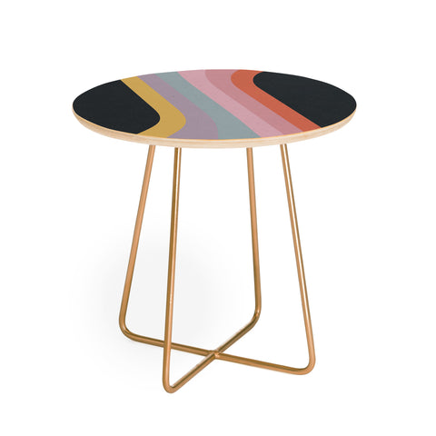 Emanuela Carratoni Retro Rainbow on Black Round Side Table