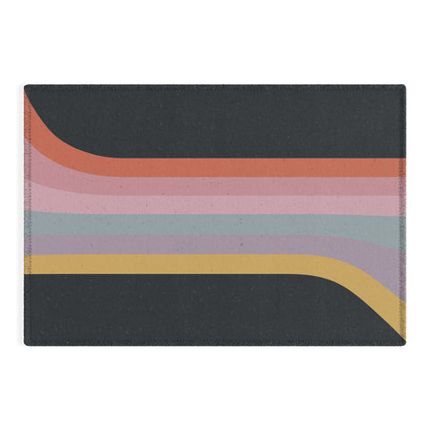 Emanuela Carratoni Retro Rainbow on Black Outdoor Rug