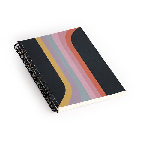 Emanuela Carratoni Retro Rainbow on Black Spiral Notebook