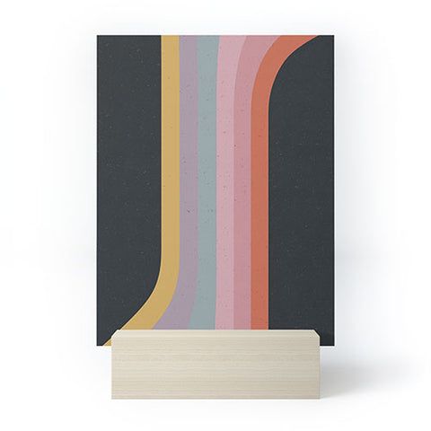 Emanuela Carratoni Retro Rainbow on Black Mini Art Print