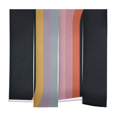 Emanuela Carratoni Retro Rainbow on Black Wall Mural