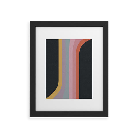Emanuela Carratoni Retro Rainbow on Black Framed Art Print