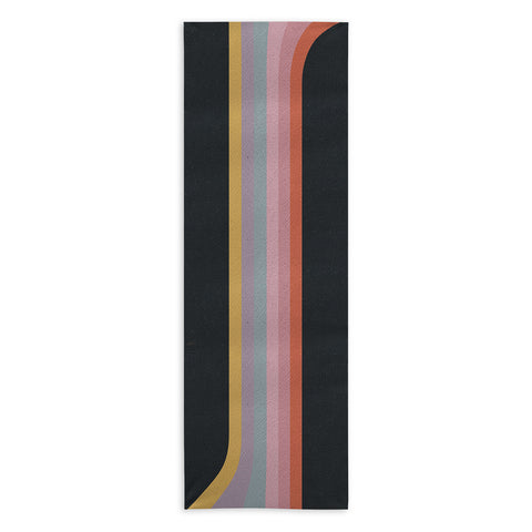 Emanuela Carratoni Retro Rainbow on Black Yoga Towel