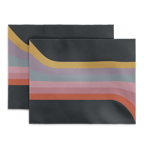 Emanuela Carratoni Retro Rainbow on Black Placemat