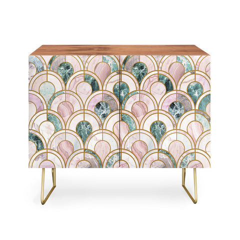 Emanuela Carratoni Rose Gold Marble Inlays Credenza