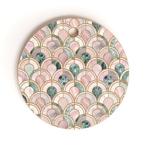 Emanuela Carratoni Rose Gold Marble Inlays Cutting Board Round