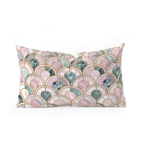 Emanuela Carratoni Rose Gold Marble Inlays Oblong Throw Pillow