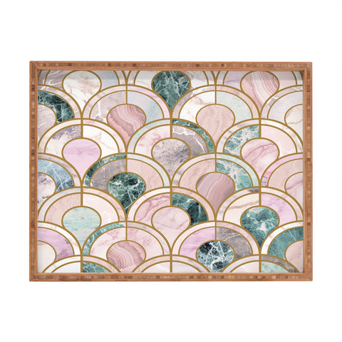 Emanuela Carratoni Rose Gold Marble Inlays Rectangular Tray