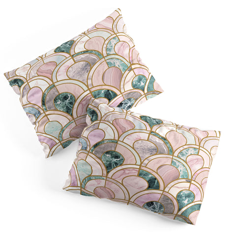 Emanuela Carratoni Rose Gold Marble Inlays Pillow Shams