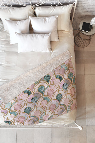 Emanuela Carratoni Rose Gold Marble Inlays Fleece Throw Blanket