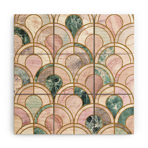 Emanuela Carratoni Rose Gold Marble Inlays Wood Wall Mural