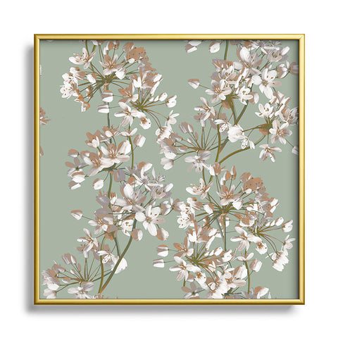 Emanuela Carratoni Sage Delicate Flowers Square Metal Framed Art Print