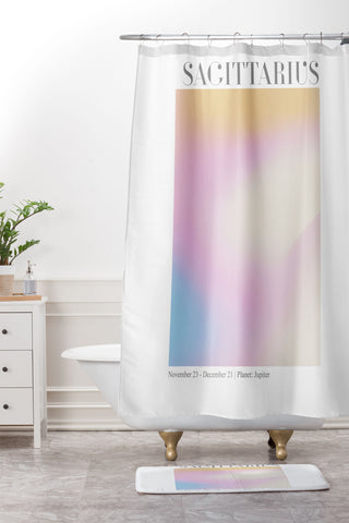 Emanuela Carratoni Sagittarius Zodiac Gradient Shower Curtain And Mat