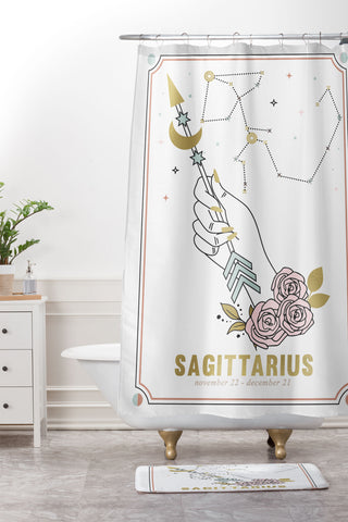Emanuela Carratoni Sagittarius Zodiac Series Shower Curtain And Mat