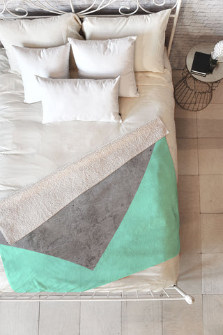 Emanuela Carratoni Sea Collage on Concrete Fleece Throw Blanket