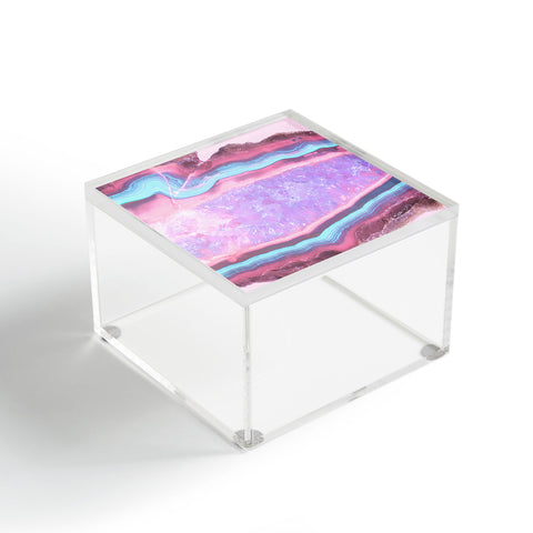 Emanuela Carratoni Serenity and Rose Agate with Amethyst Crystals Acrylic Box