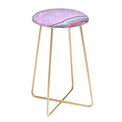 Emanuela Carratoni Serenity and Rose Agate with Amethyst Crystals Counter Stool