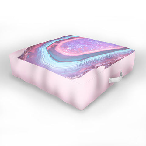 Emanuela Carratoni Serenity and Rose Agate with Amethyst Crystals Outdoor Floor Cushion