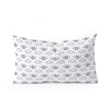 Emanuela Carratoni Sketched Eyes Pattern Oblong Throw Pillow