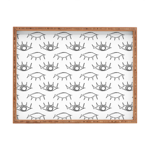 Emanuela Carratoni Sketched Eyes Pattern Rectangular Tray